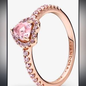 rose gold pink stone pandora elevated heart ring